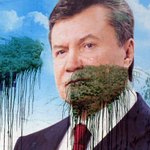 В Житомирской области облили краской билборд с поздравлением Януковича. ФОТО