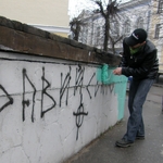 В Житомире активисты покрасили фонтан на Михайловской. ФОТО