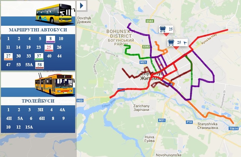 Мобильное приложение Dozor поможет следить за движением общественного транспорта в Житомира