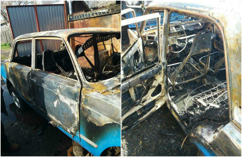 В Житомире мужчина случайно сжег своё авто, пытаясь отремонтировать кузов