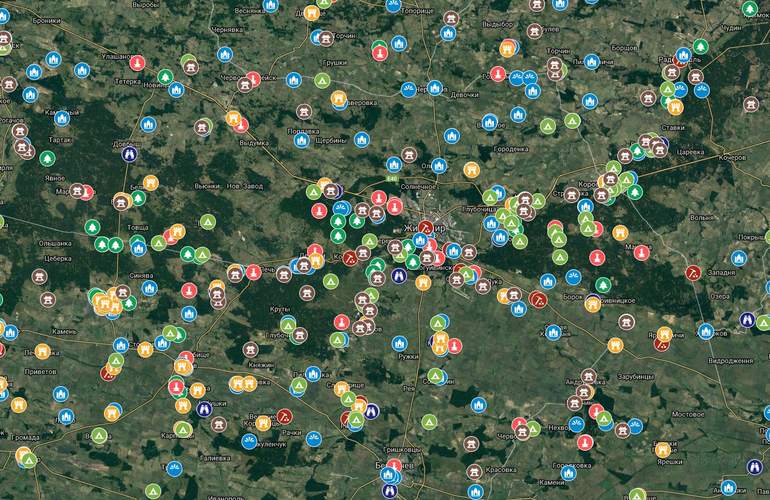 Вело-активисты создали туристическую карту с достопримечательностями Житомирской области