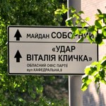 На трех улицах Житомира появились дорожные указатели с партией Кличка - «УДАР». ФОТО