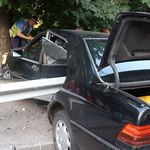 На Черняховского в Житомире Mercedes столкнулся с маршруткой и вылетел на тротуар. ФОТО