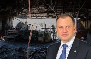В Житомире сожгли кафе бывшего мэр города Владимира Дебоя. ФОТО