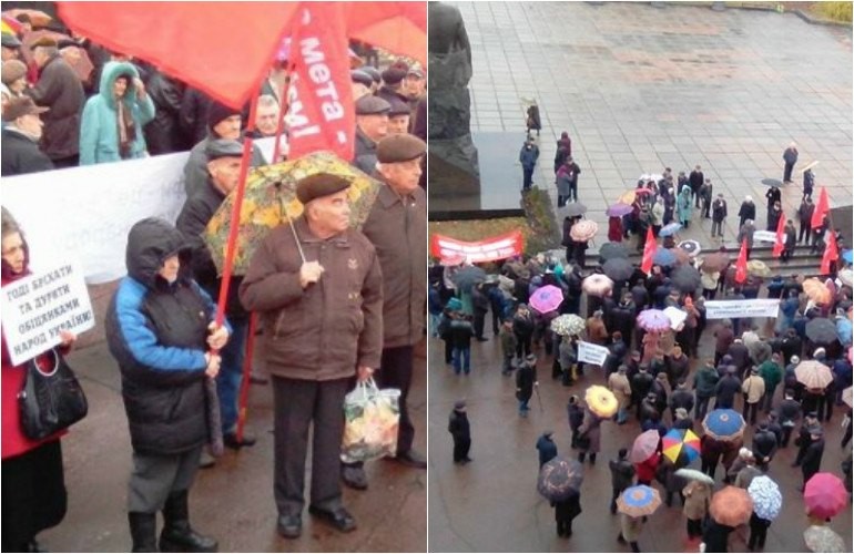 В центре Житомира пенсионеры протестуют против высоких цен и тарифов. ФОТО