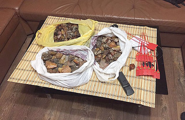 Добыча янтаря в Житомирской области: полиция изъяла у скупщиков более 10 кг камней. ФОТО