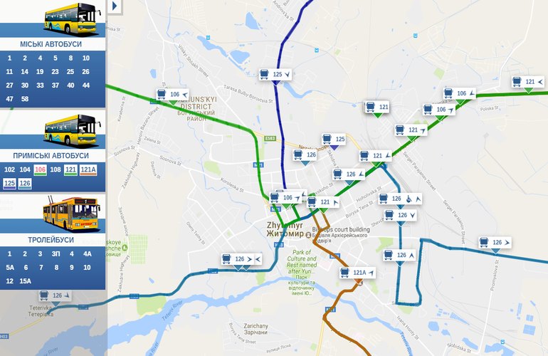 Следить за движением пригородных маршруток Житомира теперь можно онлайн