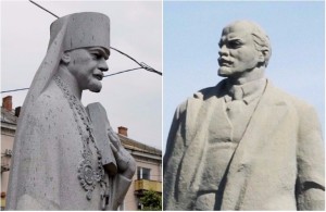  В сети подметили схожесть памятника Илариону в Житомире с Лениным. ФОТО 