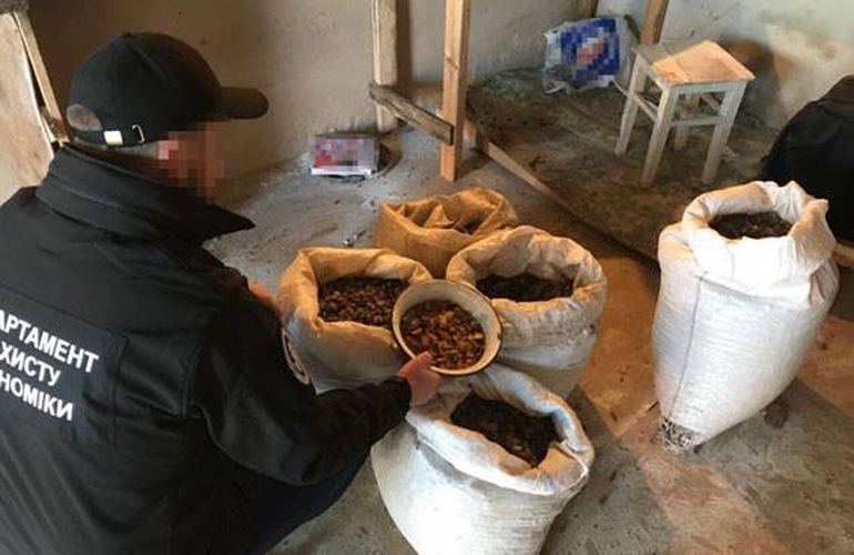 Полиция нашла в Житомире подпольный цех по обработке янтаря, изъято более 100 кг камней. ФОТО