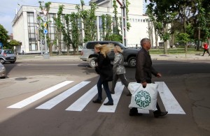 Ноу-хау: в Житомире на тротуарах начали рисовать «зебру». ФОТО