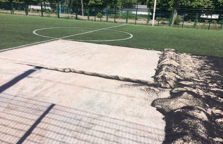 В Житомире у школьников украли кусок футбольного газона. ФОТО
