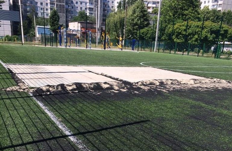 Полиция поймала в Житомире вора, который украл футбольный газон. ФОТО