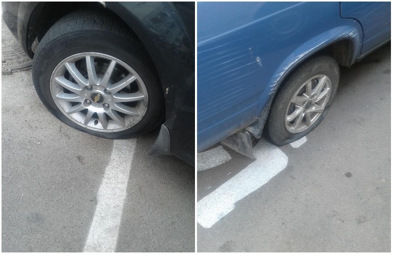 В Житомире прокалывают колеса авто, которые припаркованы на местах для людей с инвалидностью. ФОТО