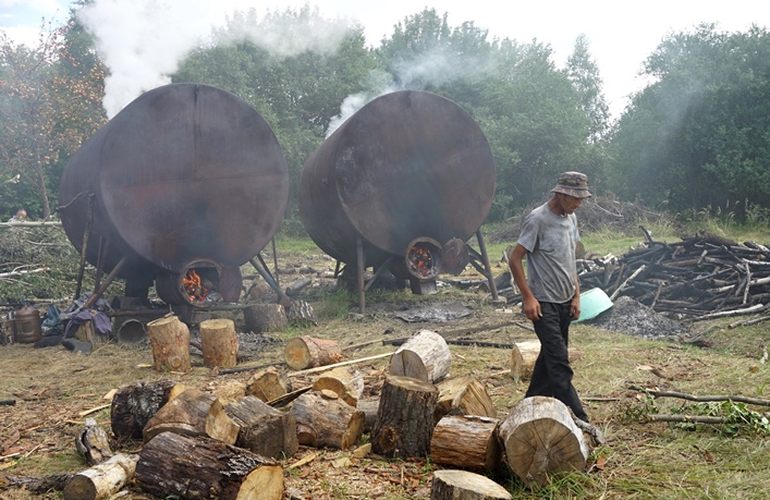 На Житомирщине незаконно работают предприятия по производству древесного угля. ФОТО