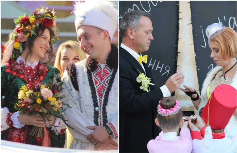 Украинские традиции и европейская изысканность. Две пары сыграли в центре Житомира общегородские свадьбы. ФОТО